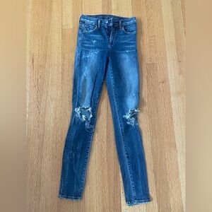 Citizens Of Humanity Blue Skinny Jeans with Distressed Details